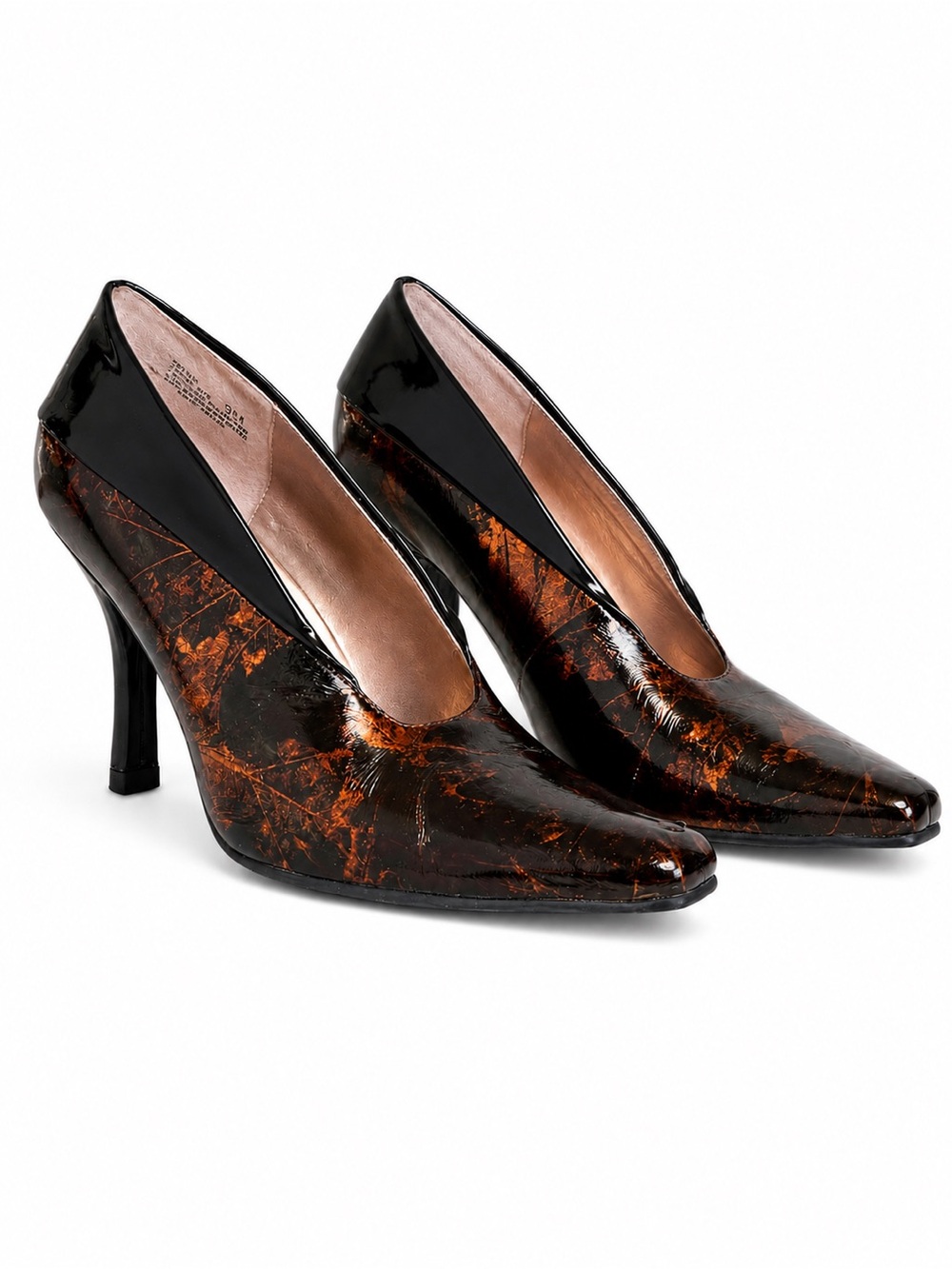 Stacy Adams Tortoiseshell Patent Leather Pumps - Black & Brown 9M
